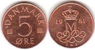 монета Дания 5 эре 1981