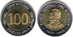 монета Эквадор 100 сукре 1997