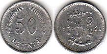 монета Финляндия 50 пенни 1944