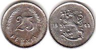 монета Финляндия 25 1 пенни 1945