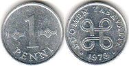 монета Финляндия 1 пенни 1978