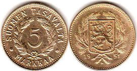 монета Финляндия 5 марок 1951