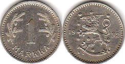 монета Финляндия 1 марка 1932