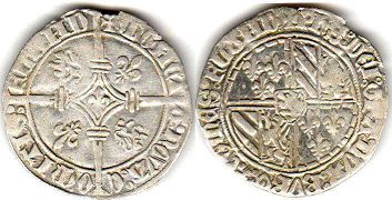 монета Фландрия Двойной грош без даты (1419-1467)