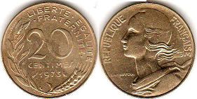 монета Франция 20 сантимов 1973