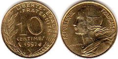 монета Франция 10 сантимов 1997