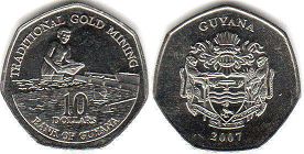 монета Гайана 10 долларов 2007