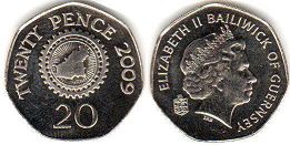 монета Гернси 20 пенсов 2009