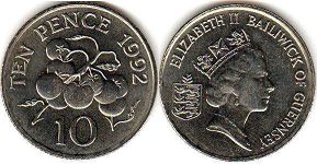 монета Гернси 10 пенсов 1992