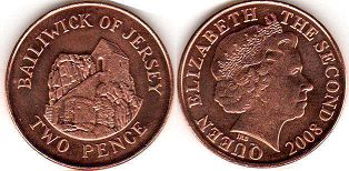 монета Джерси 2 пенса 2008