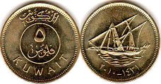 монета Кувейт 5 филсов 2010