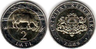 монета Латвия 2 лата 2009