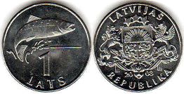 монета Латвия 1 лат 2008