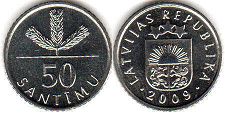 монета Латвия 50 сантимов 2009