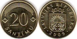 монета Латвия 20 сантимов 2009