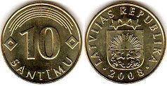 монета Латвия 10 сантимов 2008