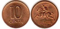 монета Литва 10 центов 1991