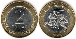 монета Литва 2 лита 2009