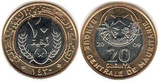 монета Мавритания 20 угий 2009