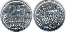 монета Молдавия 25 бани 2008