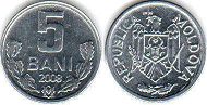 монета Молдавия 5 бани 2008