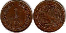 монета Нидерланды 1 цент 1900