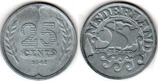 монета Нидерланды 25 центов 1941