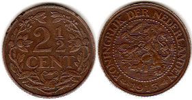 монета Нидерланды 2,5 цента 1913