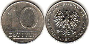 монета Польша 10 злотых 1988