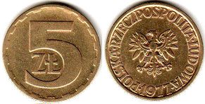 монета Польша 5 злотых 1977