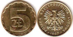 монета Польша 5 злотых 1987