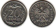 монета Польша 20 грошей 2009