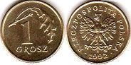 монета Польша 1 грош 1992