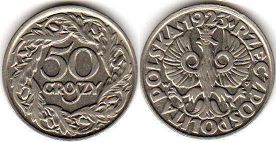 монета Польша 50 грошей 1923