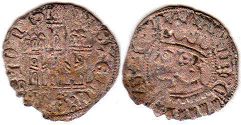 монета Кастилия и Леон корнадо 1369-1379