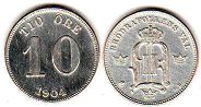 монета Швеция 10 эре 1904