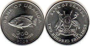 монета Уганда 200 шиллингов 2008