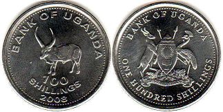 монета Уганда 100 шиллингов 2008