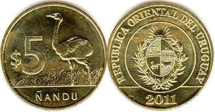 монета Уругвай 5 песо 2011