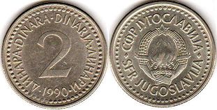 монета Югославия 2 динара 1990