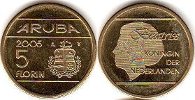 монета Аруба 5 флоринов 2005