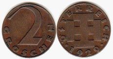 монета Австрия 2 грошена 1929
