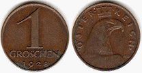 монета Австрия 1 грошен 1928