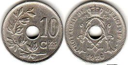 монета Бельгия 10 сантимов 1926