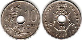 монета Бельгия 10 сантимов 1904