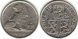 монета Бельгия монета Бельгия 1 франк 1939