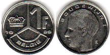 монета Бельгия 1 франк 1989