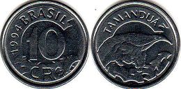 монета Бразилия 10 крузейро реал 1994