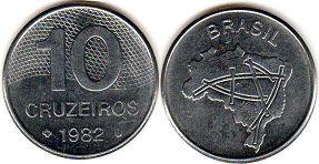 монета Бразилия 10 крузейро 1982