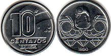 монета Бразилия 10 сентаво 1989